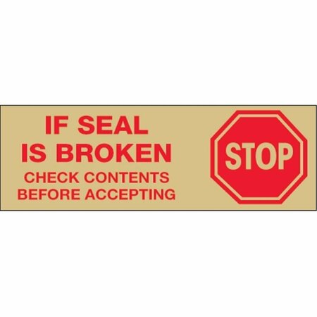 PERFECTPITCH 2 in. x 110 yards - Stop If Seal is Broken Tan Pre-Printed Carton Sealing Tape - Red & Tan , 6PK PE3359039